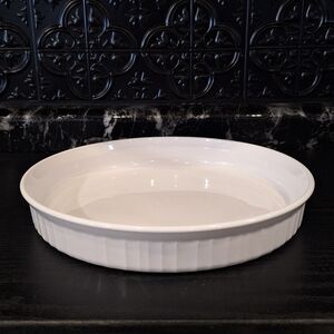 F3B Corningware Round French White Quiche Dish, Shallow Round Baking Dish, Pie
